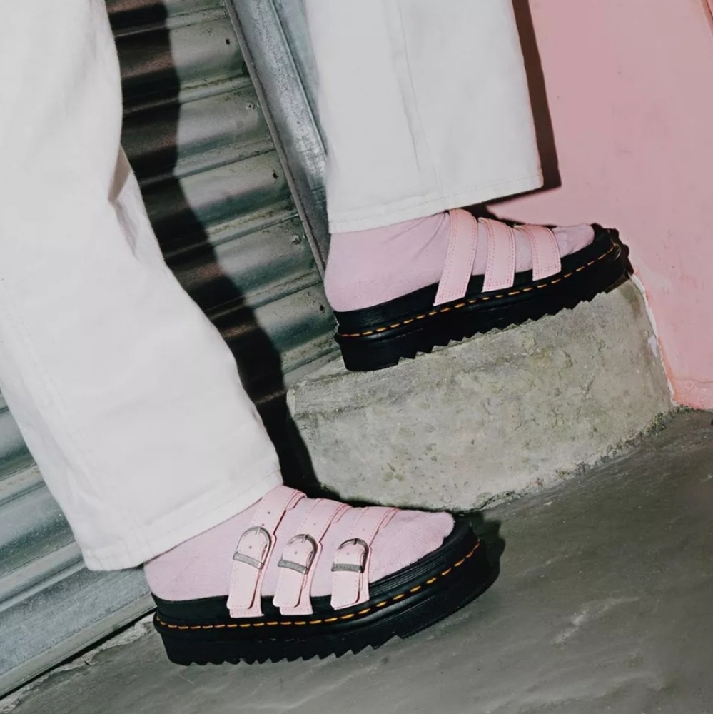 Dr. Martens Blaire Slide Leather Sandals in Pink. - Picture 5 of 16
